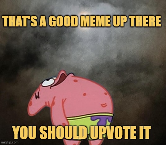 upvote the meme above meme