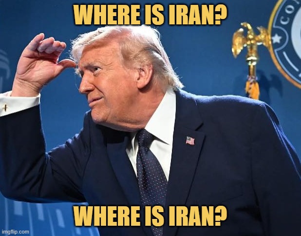 Donald Trump playing picaboo with Iran ... meme