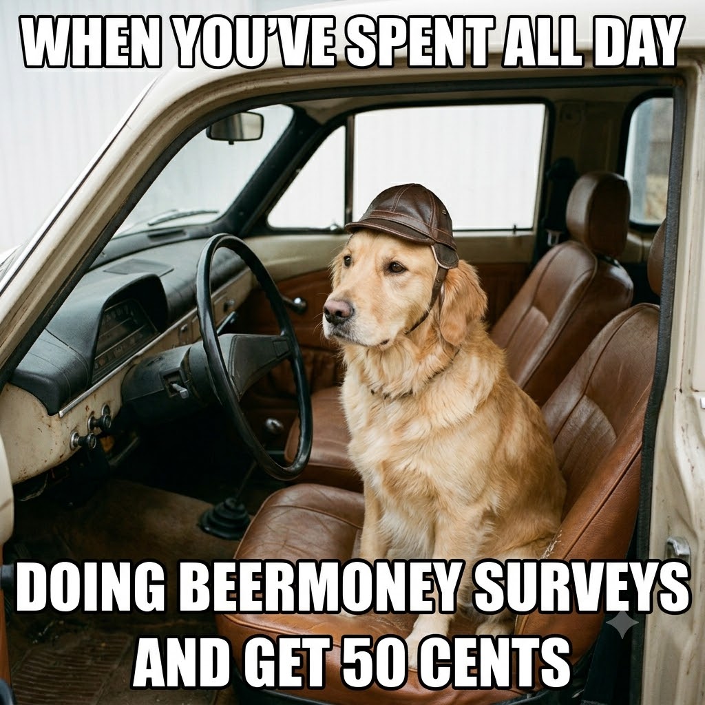 when you've spent all day doing beermoney surveys and get 50 cents meme