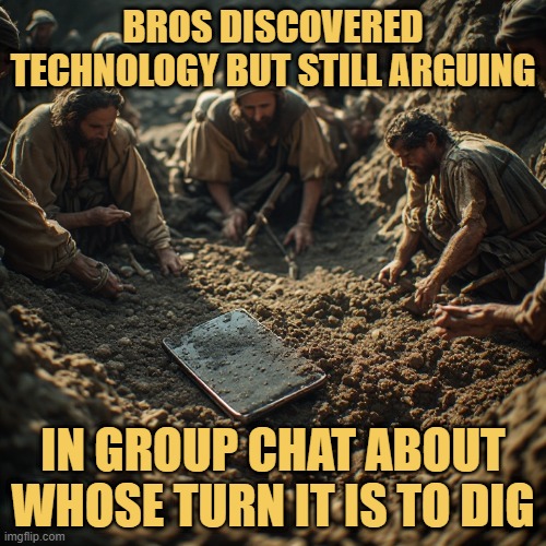 in group chat about whose turn it is to dig