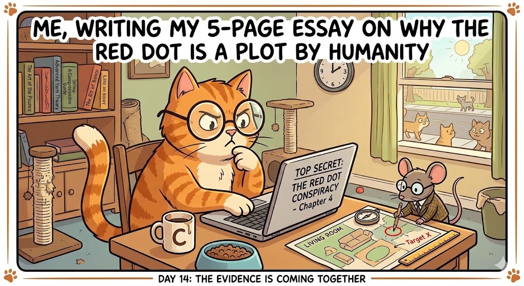 me, writing my 5-page essay on why the red dot is a plot by humanity. meme