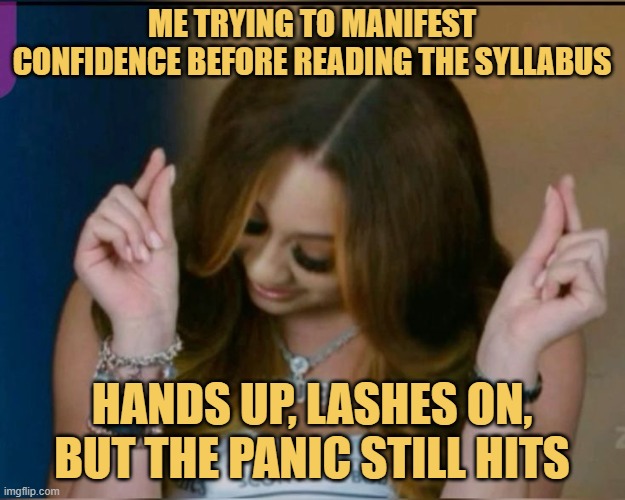 hands up, lashes on, but the panic still hits.jpeg meme