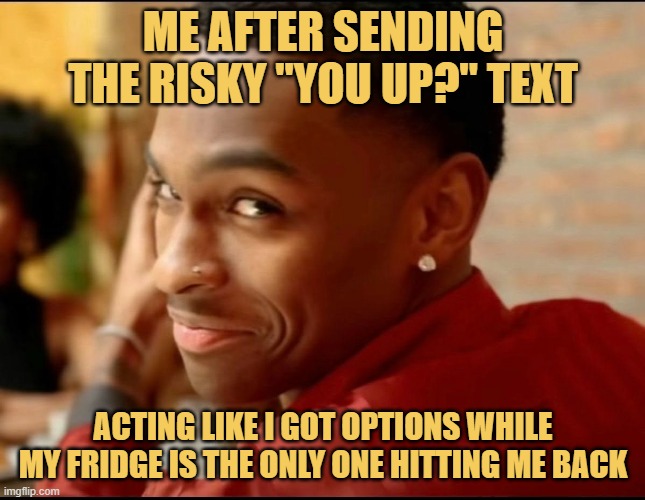 acting like i got options while my fridge is the only one hitting me back meme