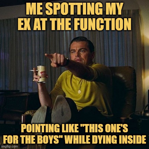 me spotting my ex at the function meme