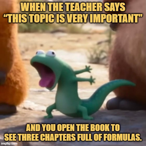 and you open the book to see three chapters full of formulas..jfif meme