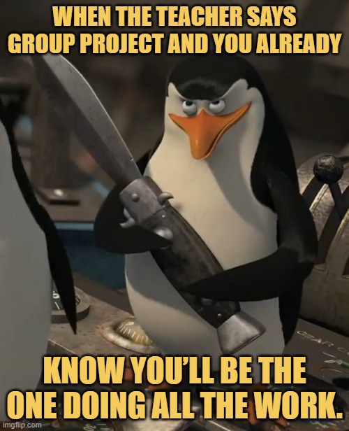 When the teacher says group project and you already.jfif
