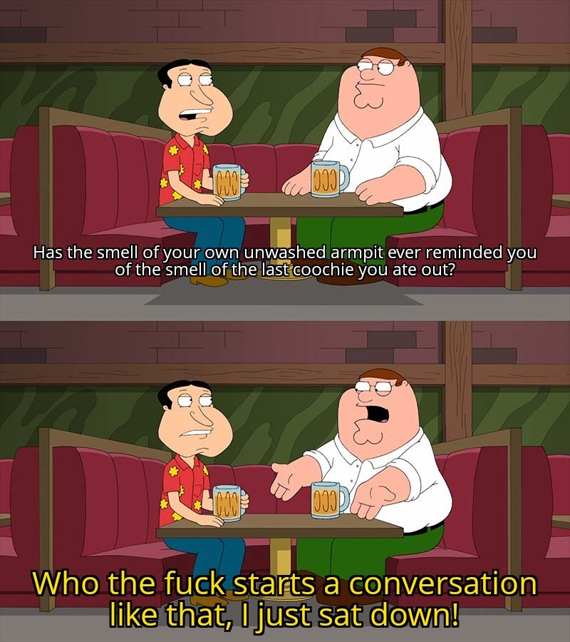 how conversations sometimes start at the bar. meme