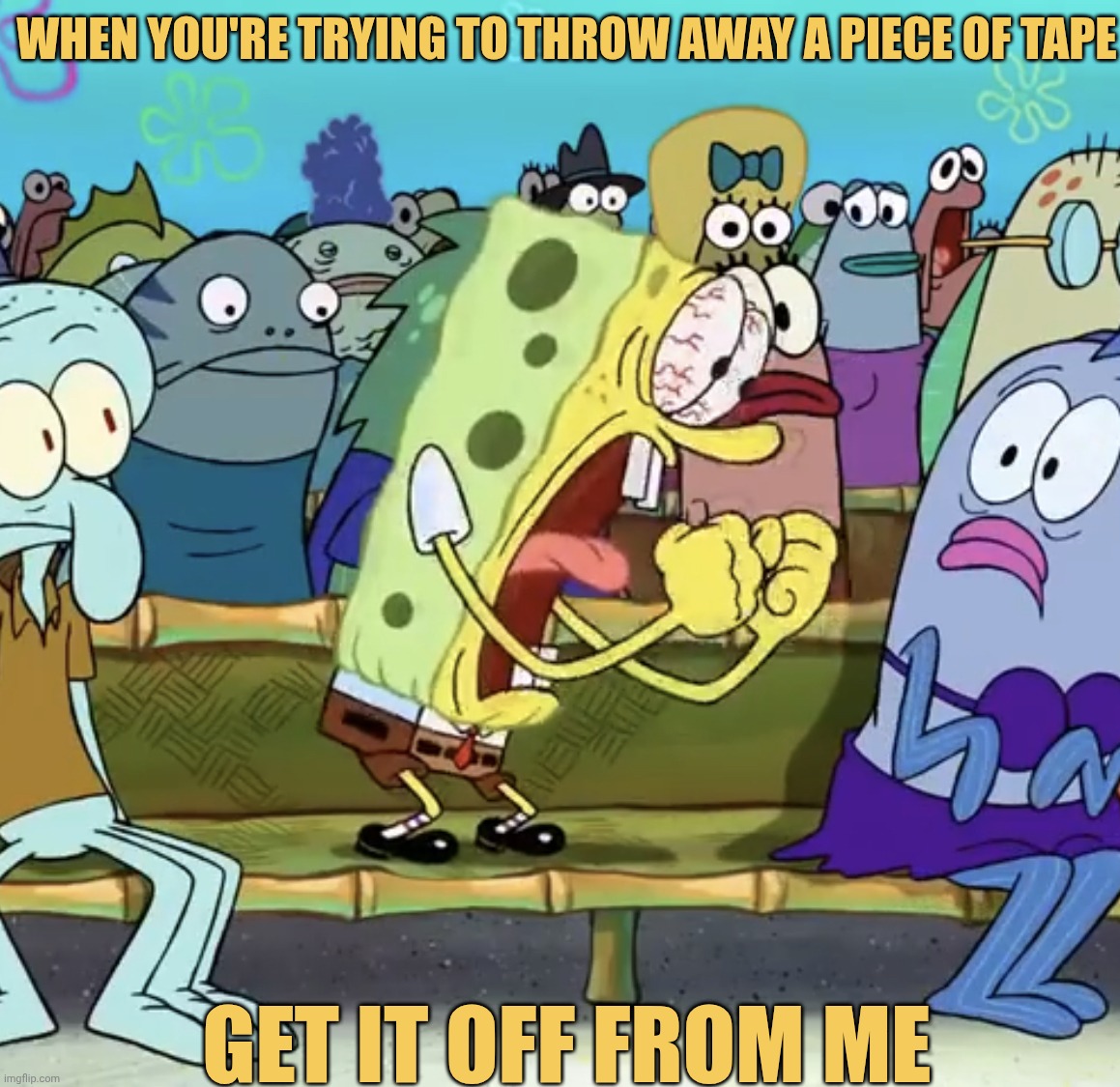the tape doesn't come out easily meme