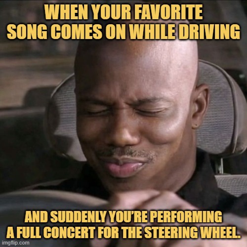 and suddenly you’re performing a full concert for the steering wheel..jfif meme