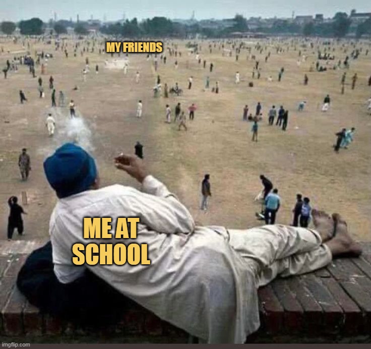 I am chilling at school