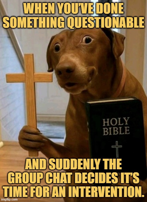 and suddenly the group chat decides it’s time for an intervention. meme