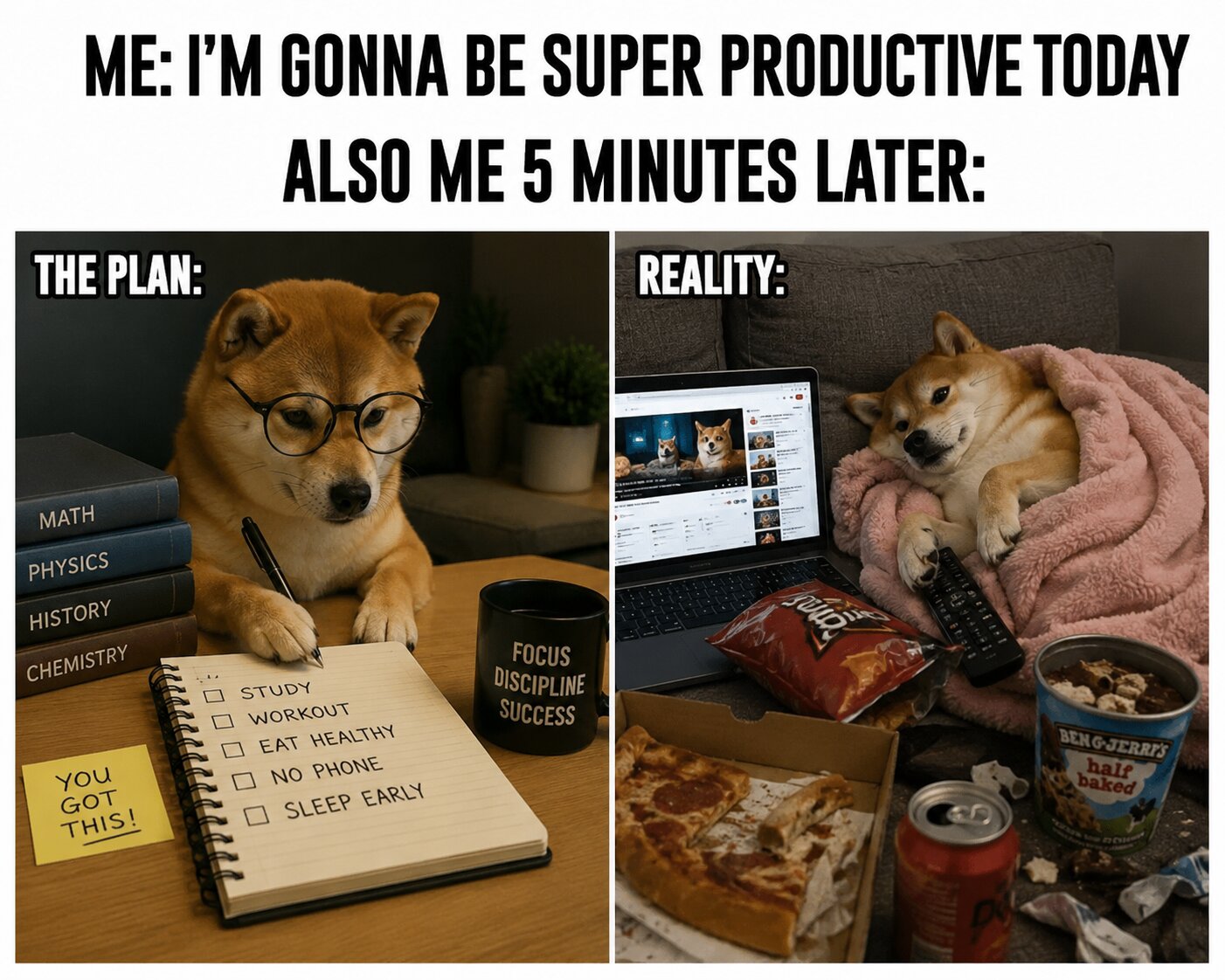 my motivation has a 5 minute warranty meme