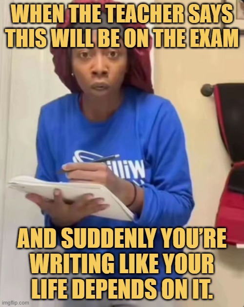 and suddenly you’re writing like your life depends on it meme