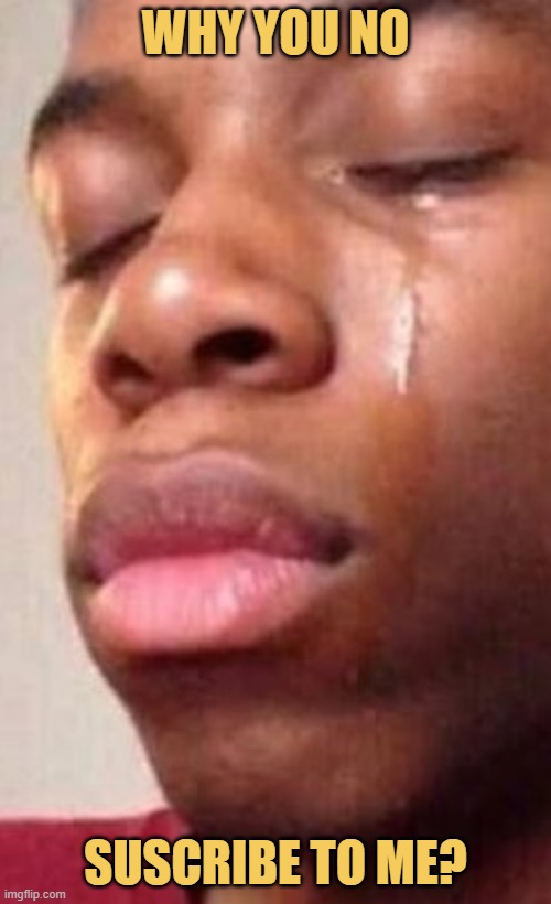 When I ask people to suscribe but no body suscribe ... meme