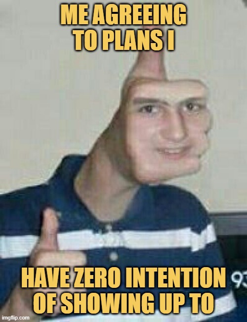 Me agreeing to plans I meme