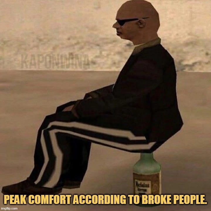 peak level comfort meme