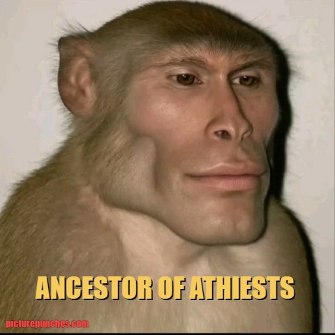 according to atheists this was how their ancestor looked like meme