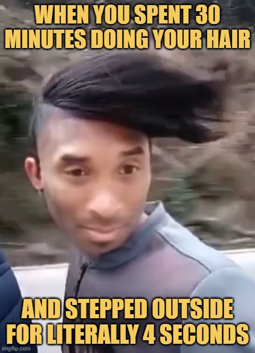 When you spent 30 minutes doing your hair. meme
