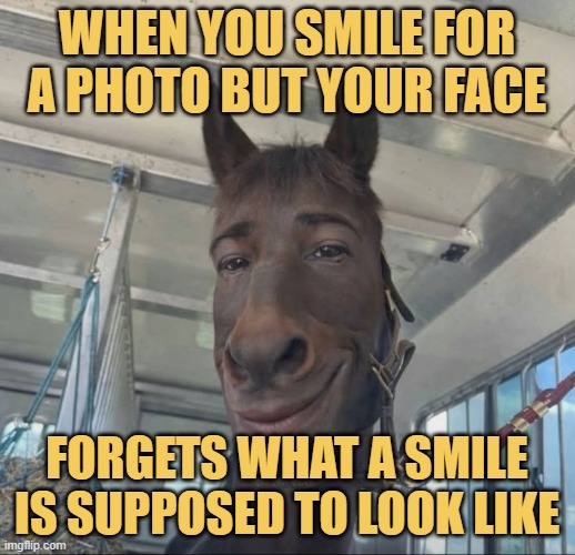 When you smile for a photo but your face. meme