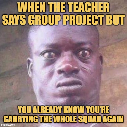 When the teacher says group project but. meme