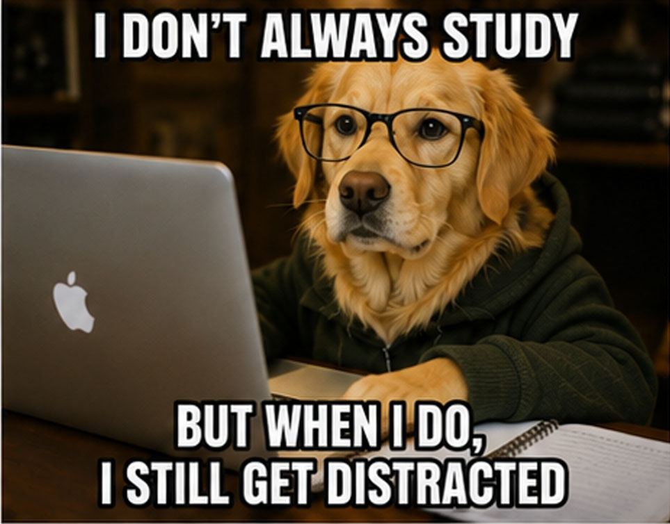 studying dog meme