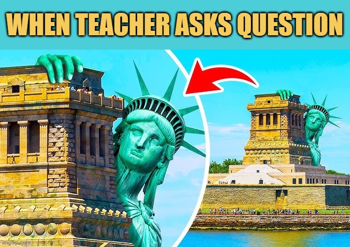 Me suddenly becomes statue of liberty