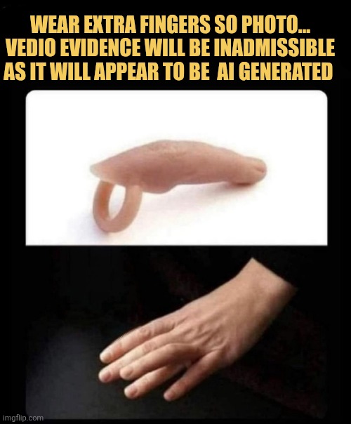 Wear extra fingers so photo... vedio evidence will be inadmissible as it Will appear to be AI generated