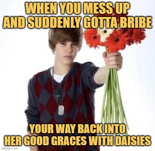 When you mess up and suddenly gotta bribe. meme