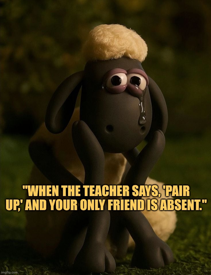 my only friend is absent who i will get pair up meme