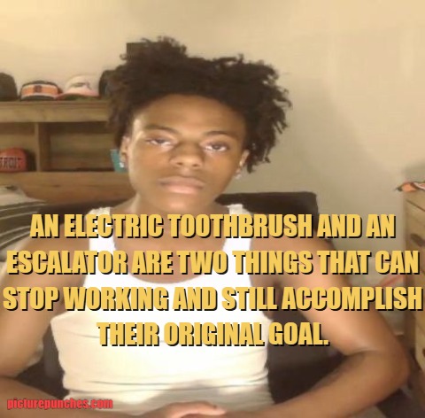 an electric toothbrush and an escalator meme