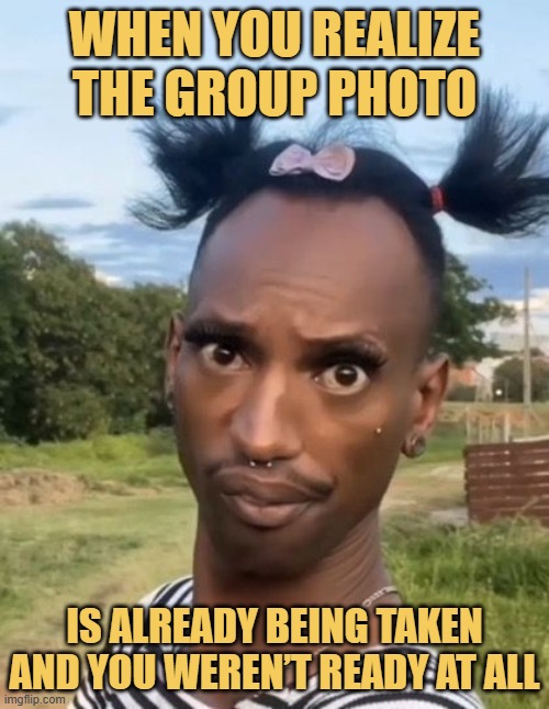 When you realize the group photo. meme
