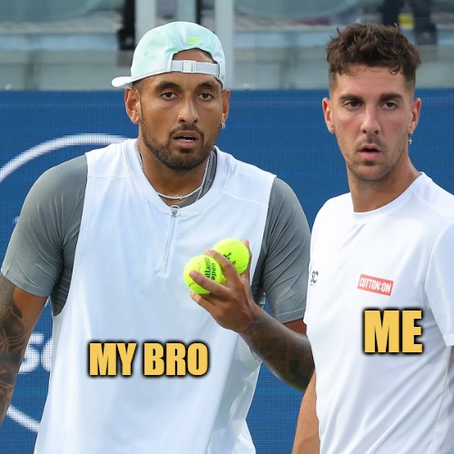 When my bro tries to be a man and me try to play the role of an innocent kid.

My Bro: hey, check that girl with a fat a...,

Me: oh ah, i was just staring at the cap she is wearing