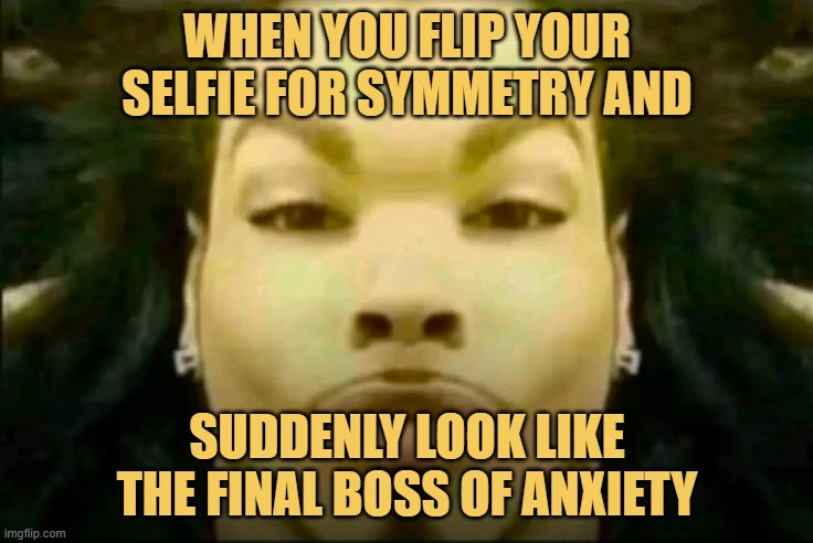 When you flip your selfie for symmetry and.jfif meme