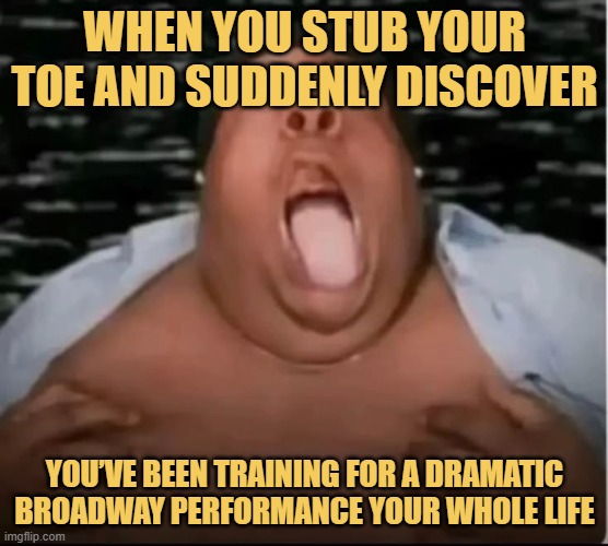 When you stub your toe and suddenly discover meme