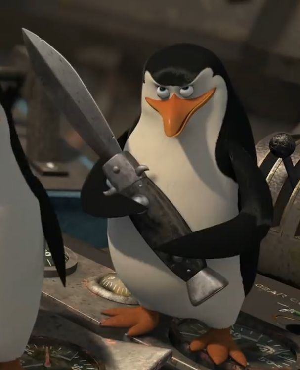 Penguin holding knife