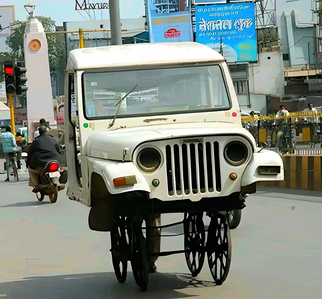 Jeep with cart tire 
