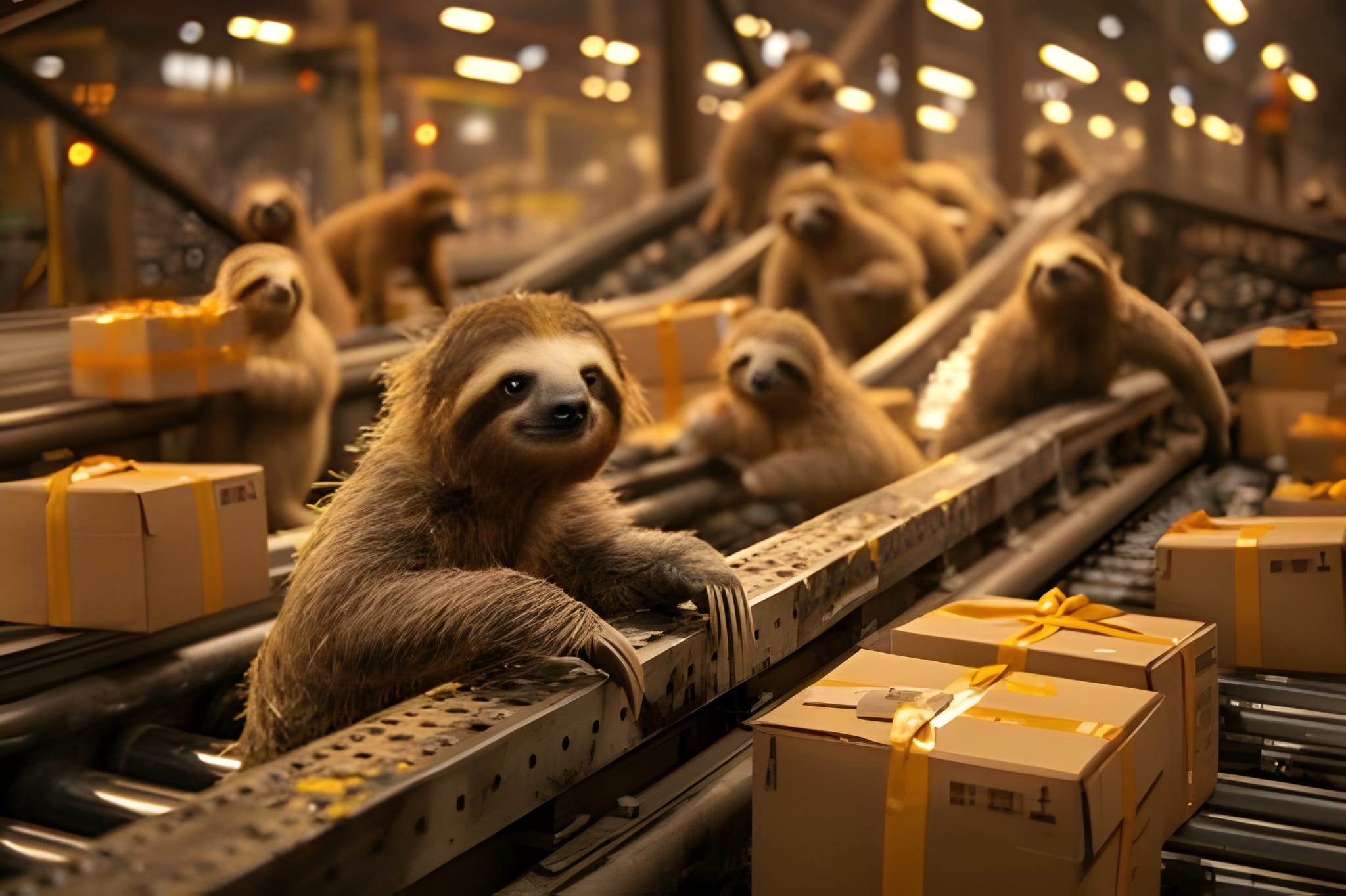 Sloths Working In Warehouse