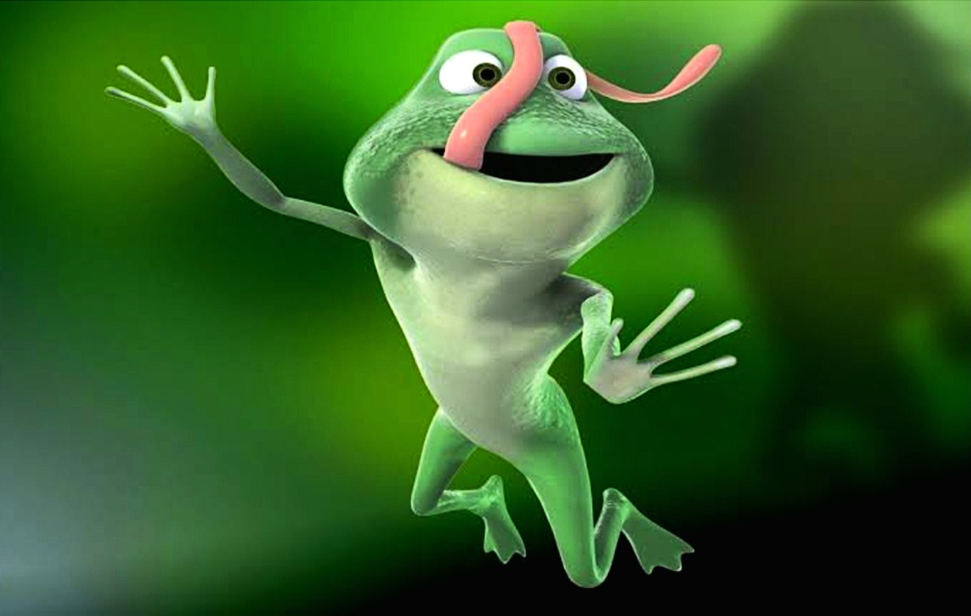 Happy frog enjoying 