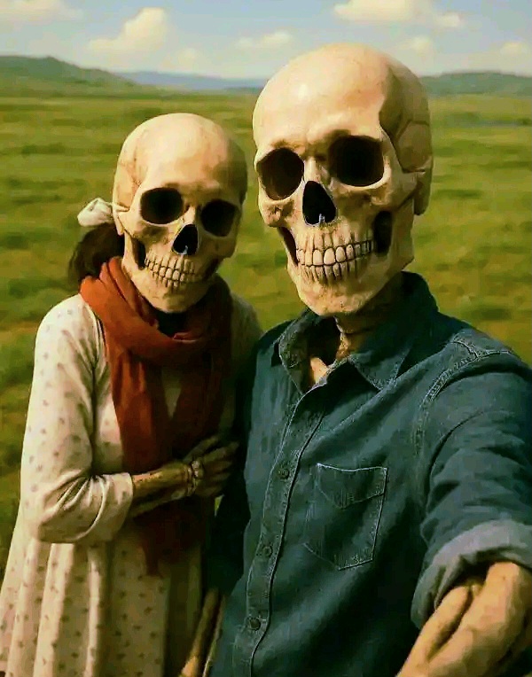 Skeleton photo couple selfie 