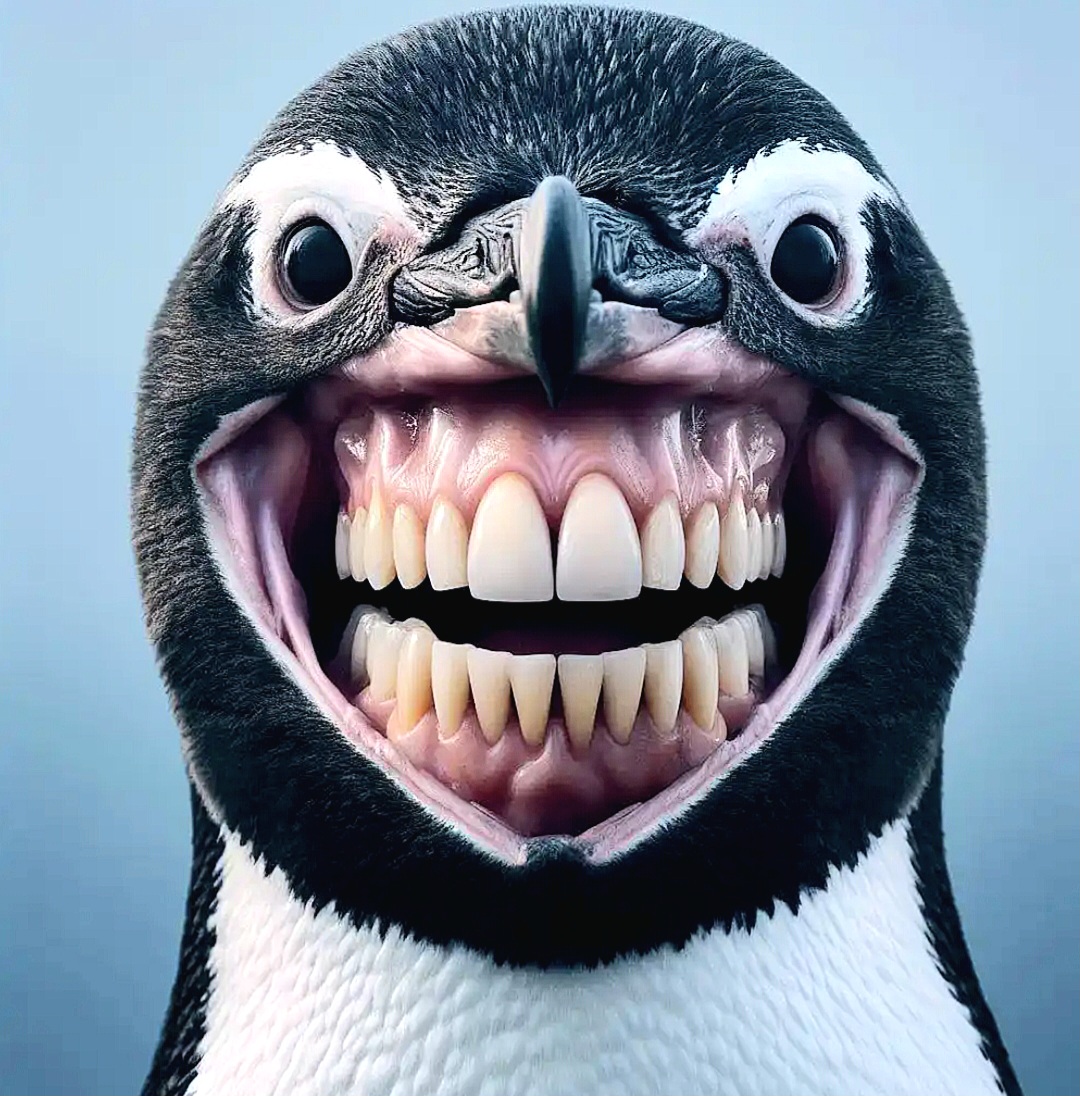 Bird with human teeth 