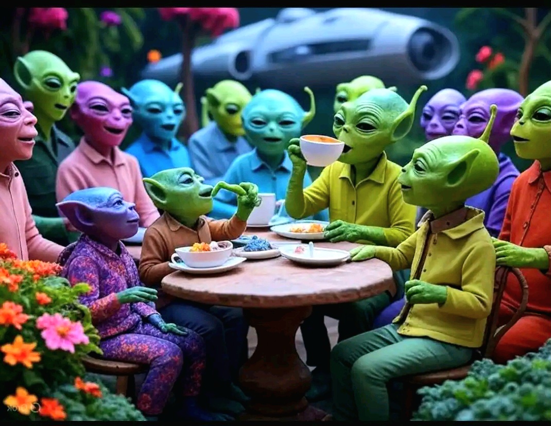Alien group having party 