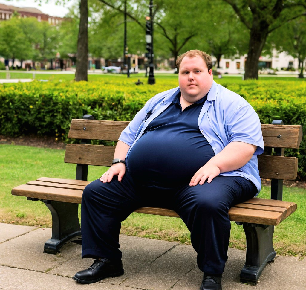 A tired man seating on a bench 